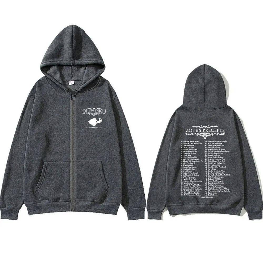 Game Hollow Knight Double Sided Print Zipper Hoodie Men Women Unisex Fashion Casual Zip Up Hoodies Male Vintage Oversized Jacket Coat