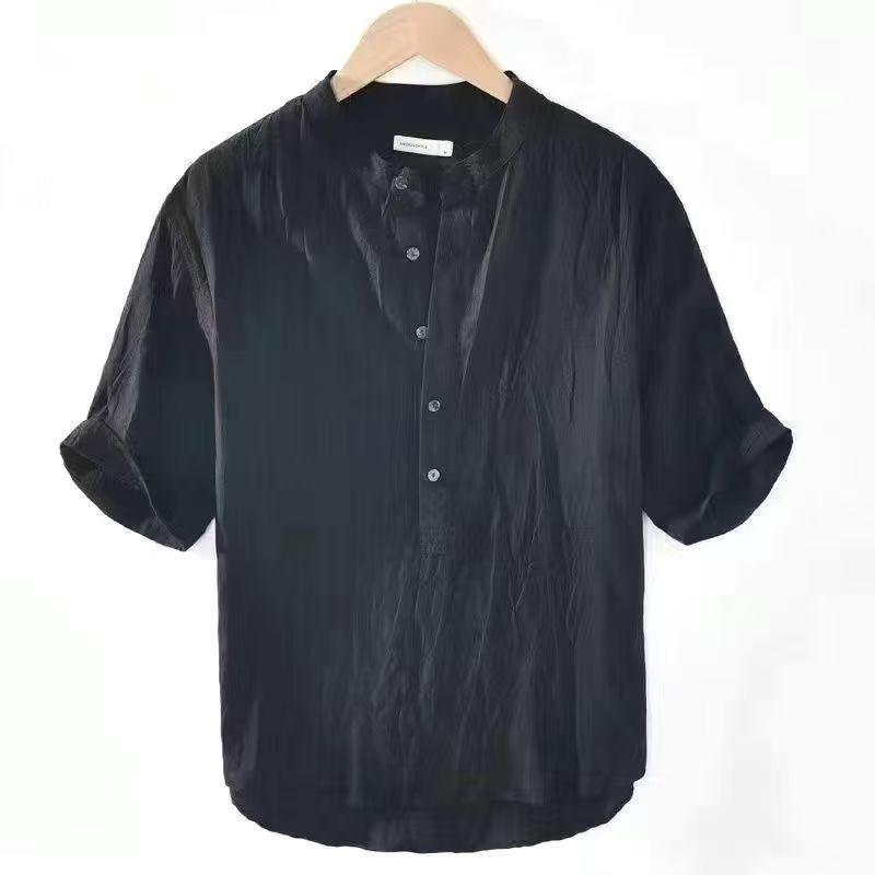 Cotton Linen Shirts for Men Casual Shirts Lightweight Short Sleeve Henley Beach Shirts Hawaiian T Shirts for Men
