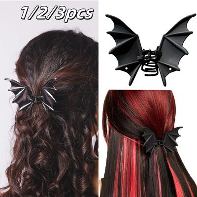 1/2/3pcs Halloween Alloy Animal Bat Hair Claw Clips Black Gothic Punk Style For Women Christmas Parties Hair Clip Party Headwear