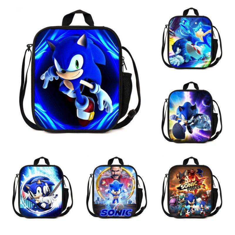 Sonic Hedgehog Lunch Box Bag Stylish Shoulder Bag For Kids Adults Large Capacity Travel Bag