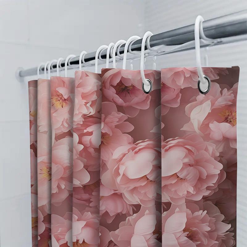 Pink Peony Bath Shower Curtain Home Decor Bathroom Accessories for Women's Bathtub Decoration Pink Flower Shower Curtains with