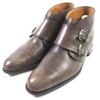 Ankle Boots  Double Monk Leather Shoes Dark Brown Leather Mens 40.5 Used