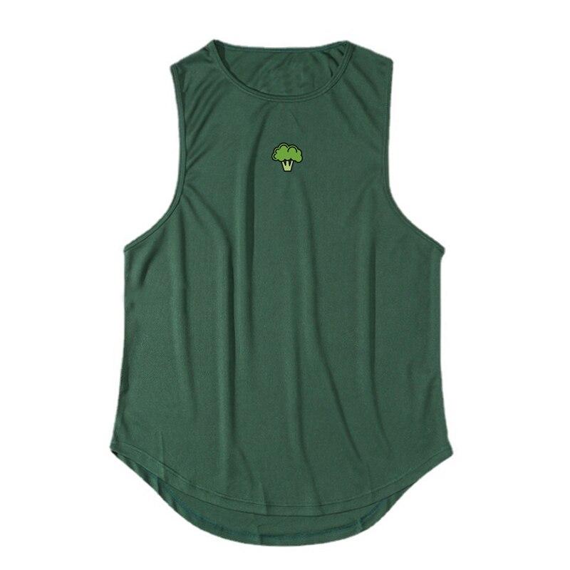 Muscleguys Men's GYM Clothes Summer Breathable Comfortable Loose Fitness Vest Quickly-dry Vegetable Printed Sleeveless t-Shirt