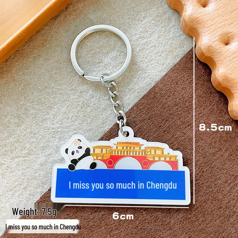 Acrylic Road Sign Keychain with "Where I Am, I Miss You" Message