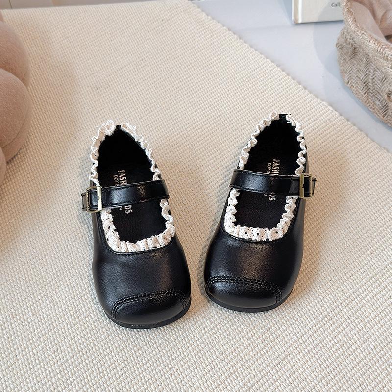 Sapatos Mary Jane de Couro com Renda para Crianças Primavera 2026 - Antiderrapantes, Sola Macia Sapatos de Princesa para Bebê