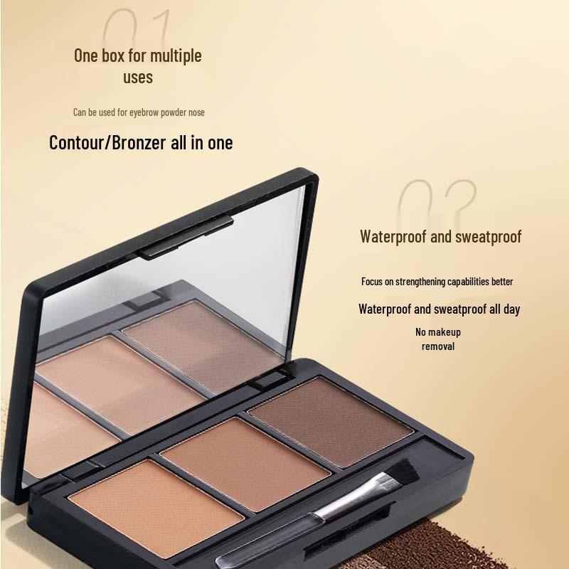 Three-Color 3D Waterproof Eyebrow Powder: Smudge-Proof, Long-Lasting, Beginner-Friendly