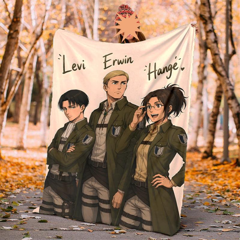 Erwin Levi Hange Flannel Blanket Soft Warm All-Season Throw, Design for Camping, Car Travel, Hiking Sofa, Bed, Office Perfect Gift for Parties