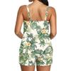 Women’s Printed Tankini Two Piece Swimsuit with Adjustable Straps and Athletic Shorts for Outdoor Swimming Beach Pool