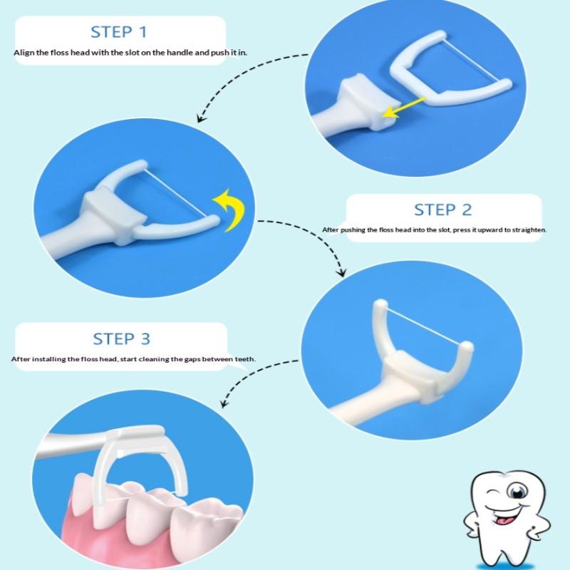 Replaceable Dental Floss Sticks Oral Cleaning Reusable Floss Sticks Dentist Teeth Sticks Oral Care Hygiene Toothpick Tools