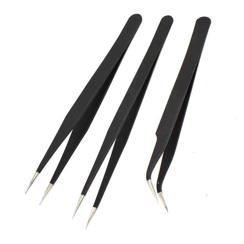 3pcs Set Stainless Steel Tweezers Eyebrow Manicure Tools for Paper Craft Weeding Nail Supplies