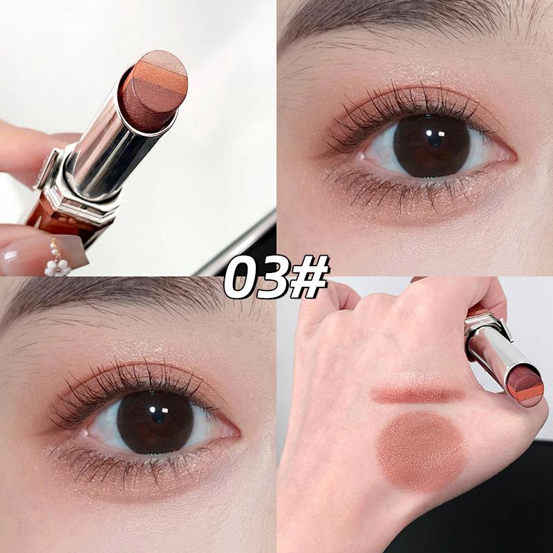 Three Color Eyeshadow Stick Matte Pearl Glitter Long Lasting Waterproof Twist Up Portable Travel Friendly Daily Eye Makeup