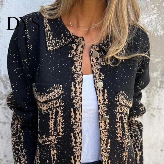 Women Solid Color Jacket Autumn Spring Coat Flap Pocket Turn-down Collar Long Sleeves Single-breasted Outerwear Buttons Retro Daily Wear Outdoor