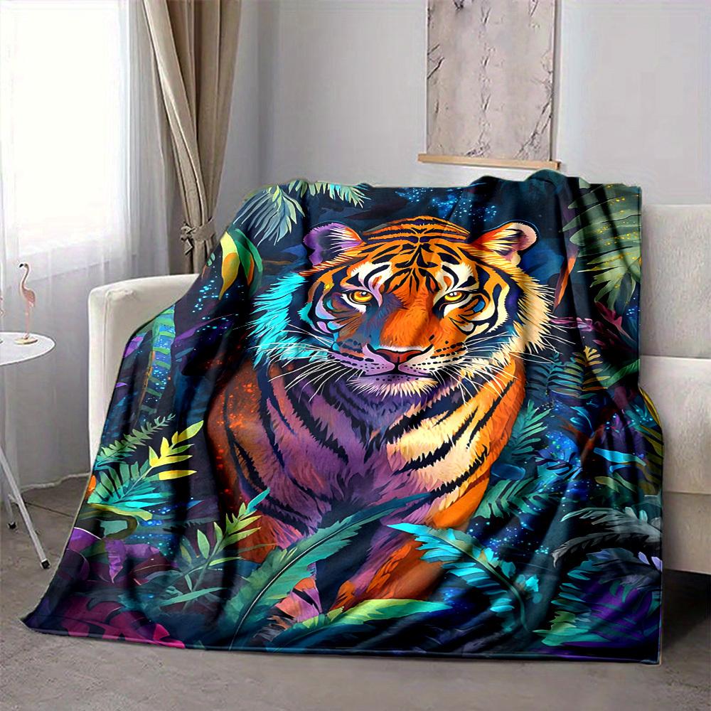 1pc Tiger Jungle Lightweight Flannel Blanket, Comfortable and Warm Blanket, for Office and Camping Sofa Bed, Livingroom178
