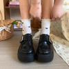 Platform British Style Small Leather Shoes Women's Thick Autumn High Heel One Pedal French Loafers Versatile Height-increasing Small Shoes