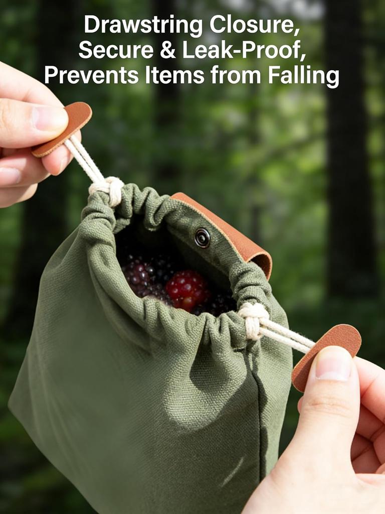 Foraging Bag, Outdoor Fruit Picking Storage, Waist-Mounted Tool Fanny Pack, Foldable Canvas Tool Storage Bag, Drawstring Foraging Pouch, Outdoor