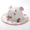 Kids Sun Hat With Large Brim Cotton Cartoon Bear Pattern For Baby Sun Protection