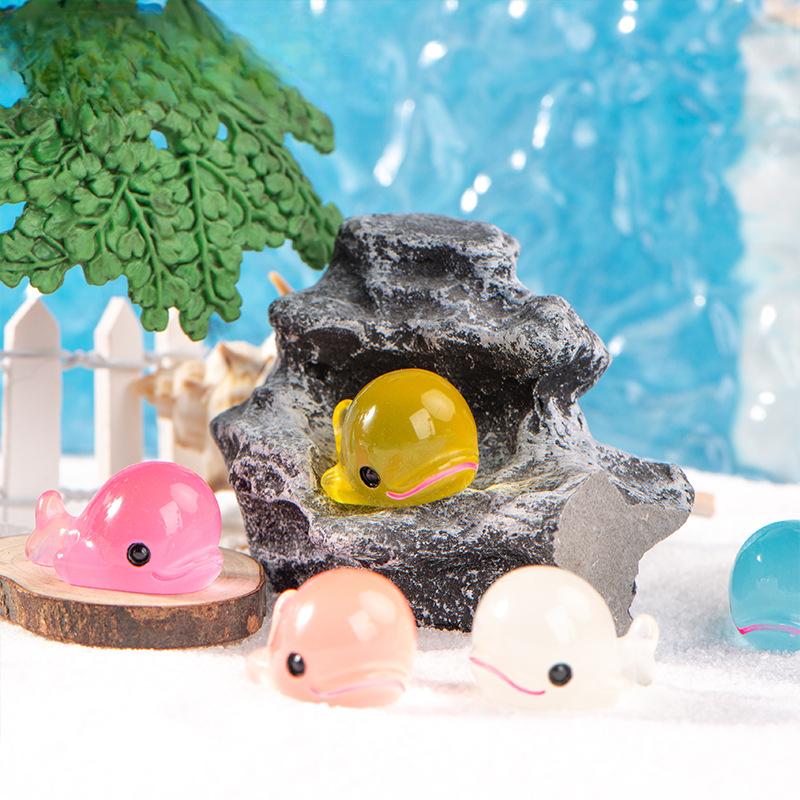 Glow-in-the-dark Dolphin Resin Decoration Cartoon Cute Light Little Dolphin Micro Landscape Fish Tank Diy Decorative Materials Accessories
