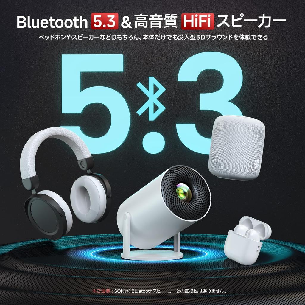 JOWLURK Home Projector Android TV Electric Ceiling 4K Automatic Keystone Bluetooth Integrated Compatible with DVD and PS Includes Japanese Instruction