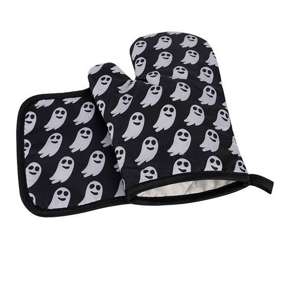 Microwave Oven Heat Insulation Gloves Halloween Pattern High Temperature Resistant Thickened Kitchen Gloves Anti-Scald Gloves
