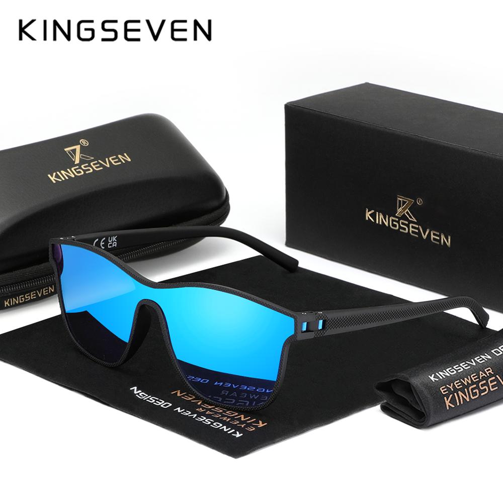

KINGSEVEN Розкішні модні цільні сонцезахисні окуляри з поляризацією UV400, дзеркальні лінзи, окуляри, котяче око, велика оправа, шопінг, окуляри для водіння синій