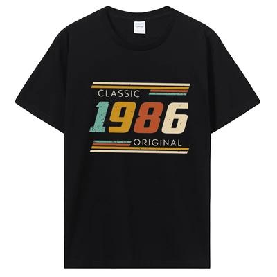 Śmieszne Vintage 1986 t-shirty letni styl graficzna bawełniana koszulka Streetwear prezenty urodzinowe T-shirt odzież unisex ponadgabarytowa