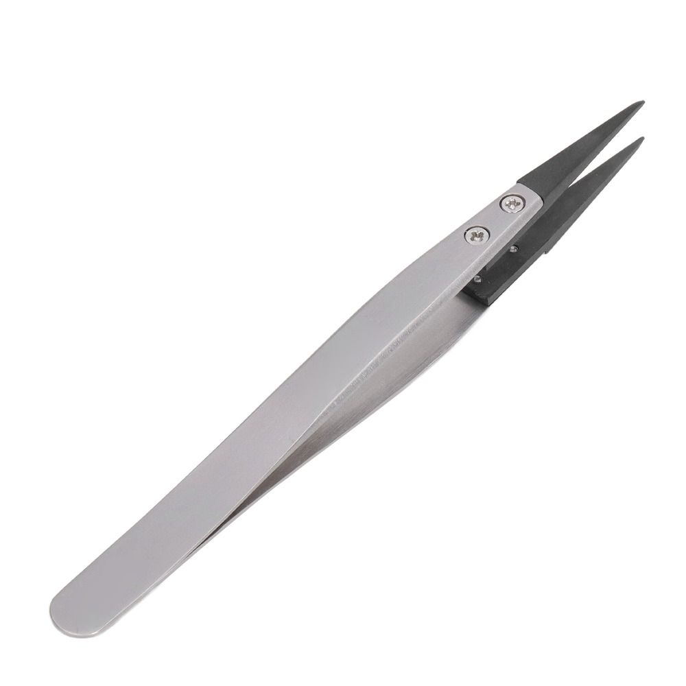 Stainless Steel ESD-Safe Tweezers Plastic Head Straight Anti-Static Tweezers Pointed Tip Fine Pointed Engineer Tweezers