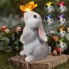 Solar Bunny Cat Statue Garden Decor LED Light Resin Animal Sculpture Figurine Outdoor Decoration for Courtyard