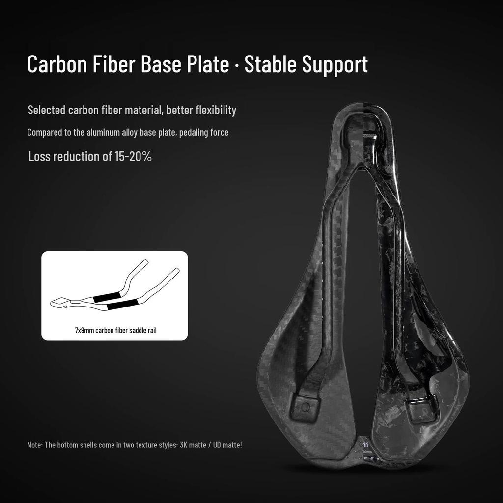 TOSEEK Carbonfaser 3D-gedruckter Fahrradsattel Q11 - Superleichter EVA-Sitz für Straße & Berg