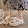 Crossed slippers women's outer wear summer new casual muffin platform beach sandals