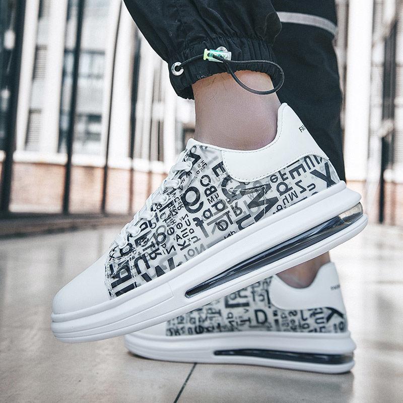 Spring and summer popular little white shoes student versatile air cushion shoes men's shoes thick sole heightening round head board shoes casual spo