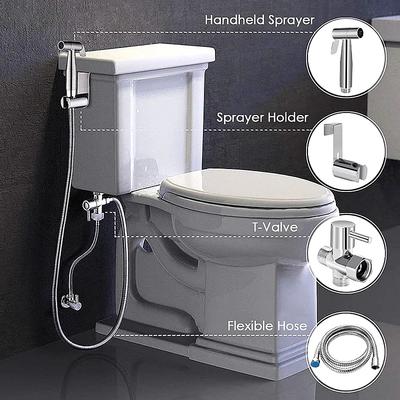 Handheld Bidet Spray Stainless Steel Sprayer Kit with 3-way valve(G1/2 "-3/8") Used for Toilet Cleaning and Personal Hygiene