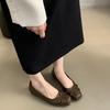 Square Head Shallow Mouth Single Shoes Women's Spring and Autumn Temperament Gentle Fairy Flat-soled Grandma Shoes