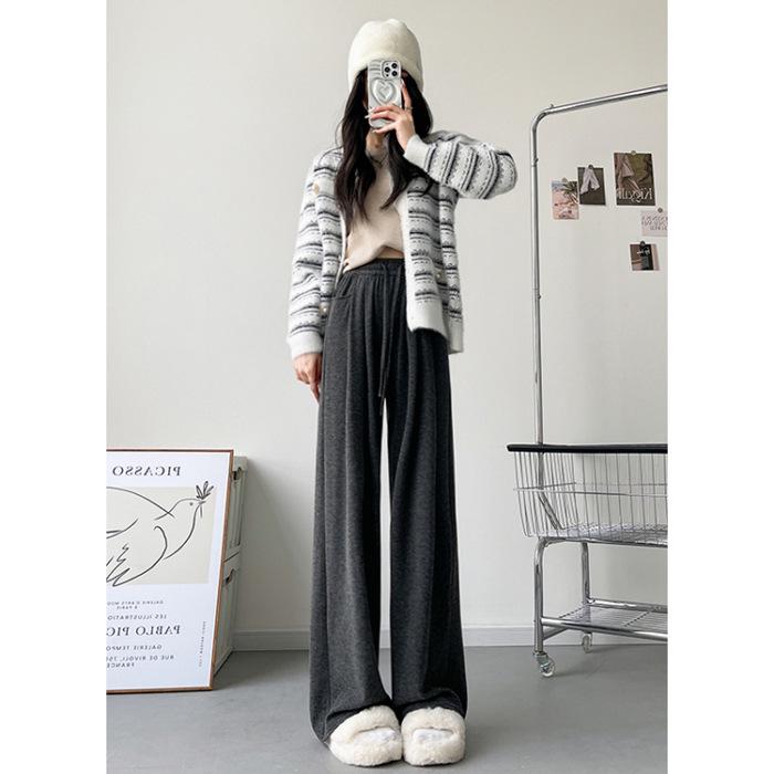 2024 Women's Autumn & Winter Soft Knit Straight-Leg Glutinous Pants