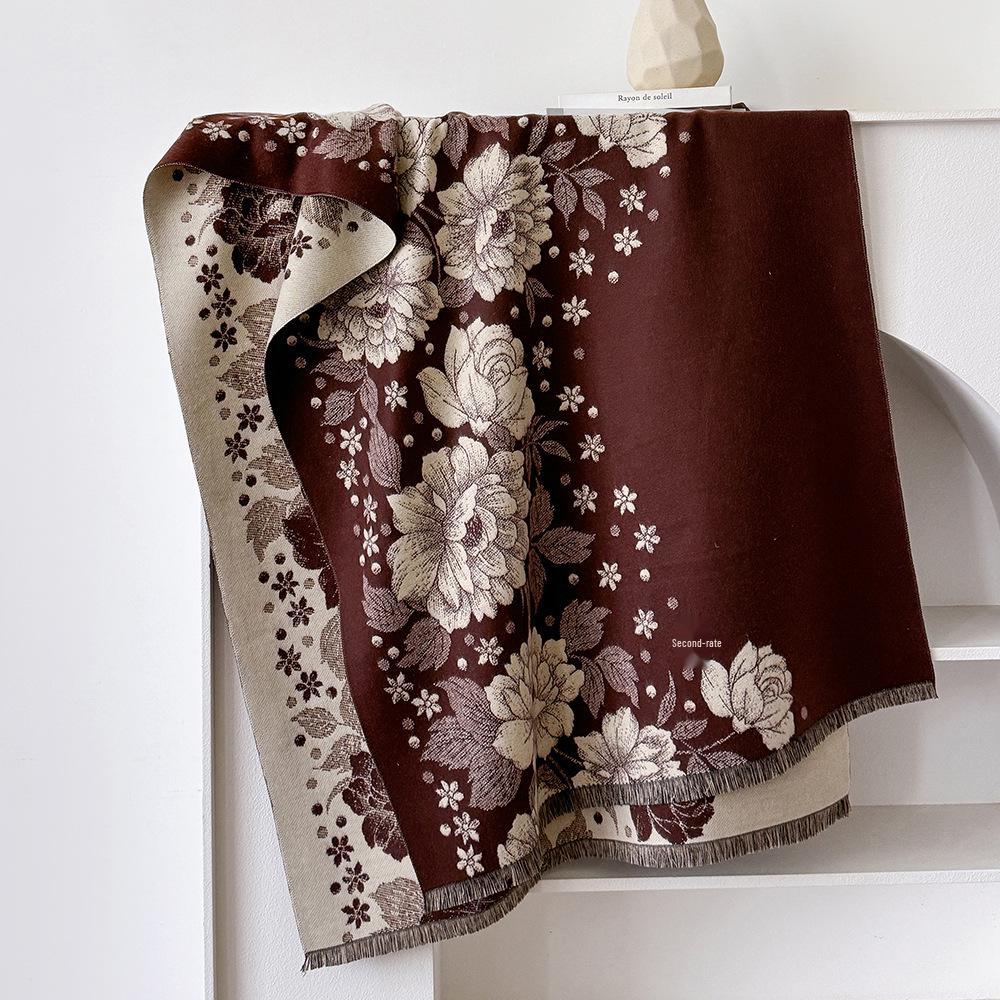 Luxury Butterfly Print Faux Cashmere Scarf: Warm, Stylish Color-Block Shawl for Women, Perfect Winter Neck Warmer