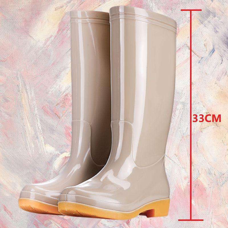 Hohe rutschfeste Samt-Baumwoll-Regenschuhe Regenstiefel wasserdichte Schuhe Eimer-Gummischuhe Überschuhe Wasserstiefel Damen Erwachsene Küche warm im Winter