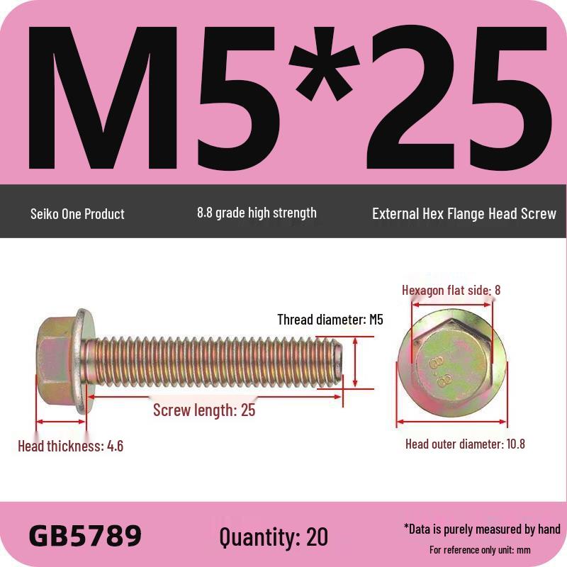 Verzinkter Sechskantflanschschraube mit Scheibe, Güte 8.8, M5-M12