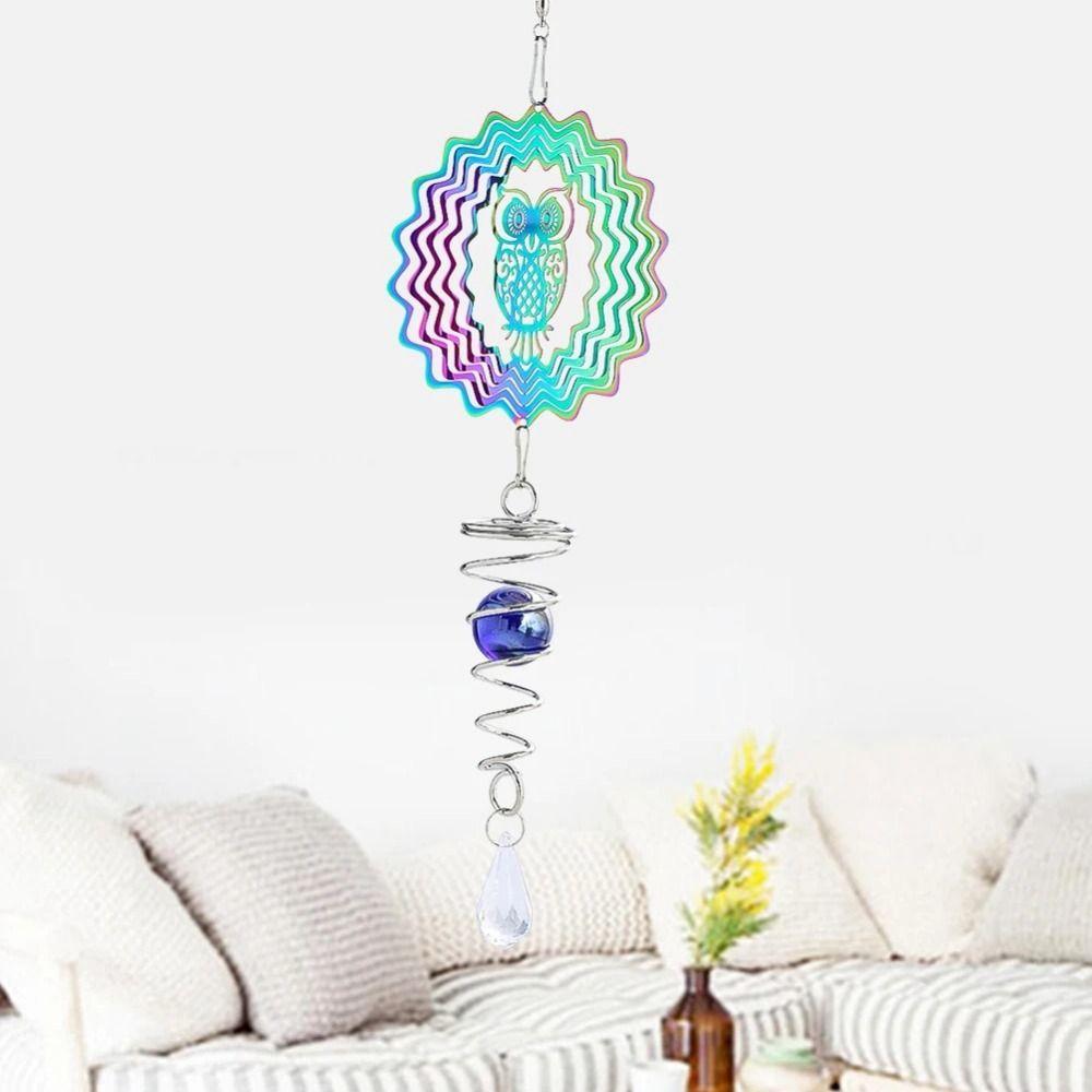 Color Gradient Wind Spinner Spiral Ball Rotating Hanging Art 3D Wind Chime  Window