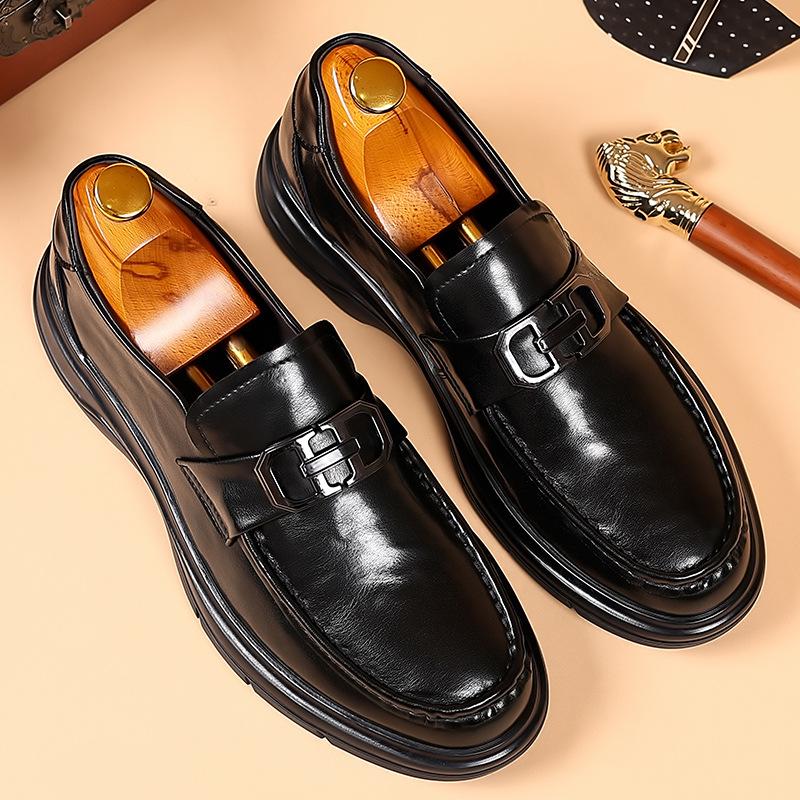 Casual Leather Shoes Men's Cowhide Spring and Autumn Breathable Formal Wear Business Men's Loafers Business Trend Doudou Shoes