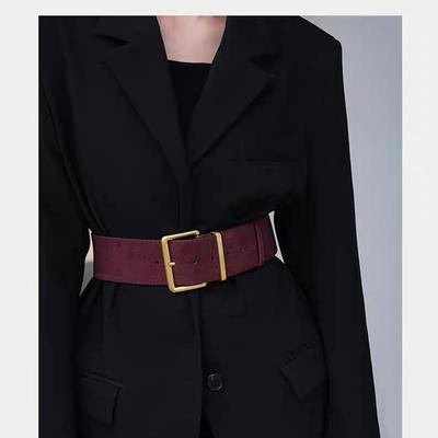 Velvet Matte Leather Women'S Belt Cowhide With Suit Coat Jacket Decoration Women'S Super Wide Premium Belt
