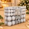 Plastic Christmas Tree Bauble Set, 101-Count Assortment with Mixed Finishes, Varied Ball Styles, and Cutout Star Toppers