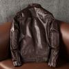 Genuine Goatskin Leather Jacket Mens Biker Coat Slim Fit Short Casual Fashion Large Size Jacket