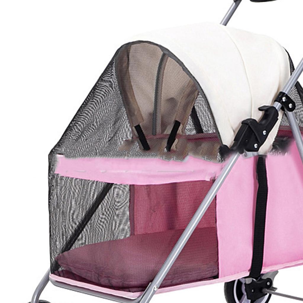 Haustierwagen Outdoor Tragbar Faltbar Kleiner Haustierwagen für Hund Katzen Maus Kaninchen Rosa