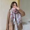 2025 new imitation cashmere scarf women's sweet color matching striped scarf shawl warm scarf