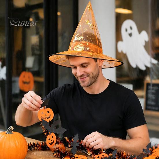 Breathable Wizard Headpiece Halloween Organza Witch Hat for Women, Adult Costume Holiday Photo Props Accessories, Lightweight Pointed Cap Cosplay
