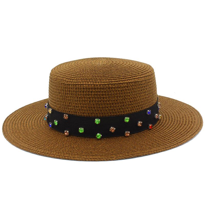 High-quality women's flat-top Panama straw hat summer explosion sunscreen top hat new hat stall