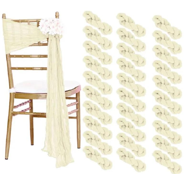 

30 шт. шалфейно-зеленых марлевых лент для стульев, деревенский декор для стульев, банты, дизайнерский чехол для стула, свадебный банкет, вечеринка, декор для дома, кухни