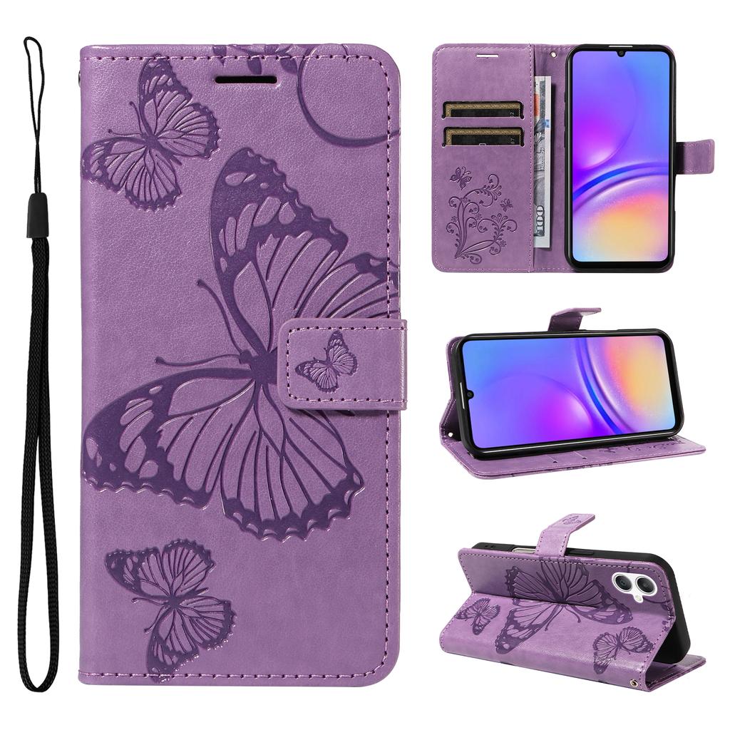 For Samsung Galaxy A07 4G/A06 4G/A06 5G Wallet Case Floral Butterfly Imprinted Leather Phone Cover Stand -  Green