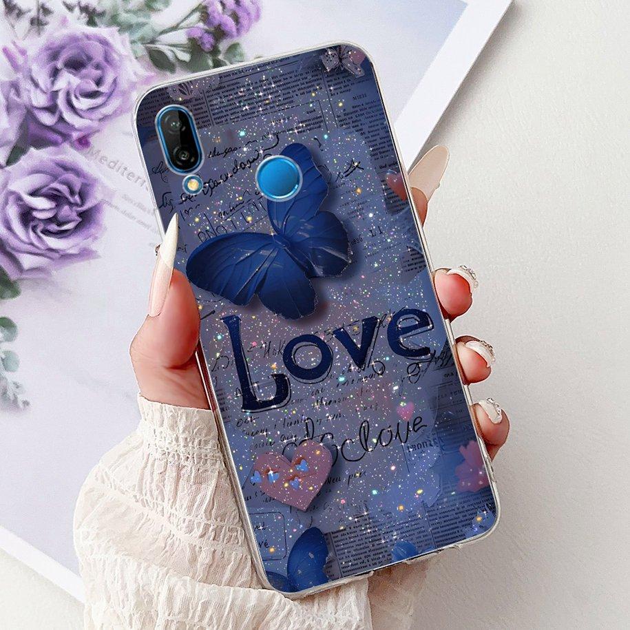 Für Huawei P20 Lite Hülle Beliebte Blume Schmetterling Weiche Klare Silikon Handy Rückseite für Huawei P20Lite Nova 3e ANE-LX1 Bumper