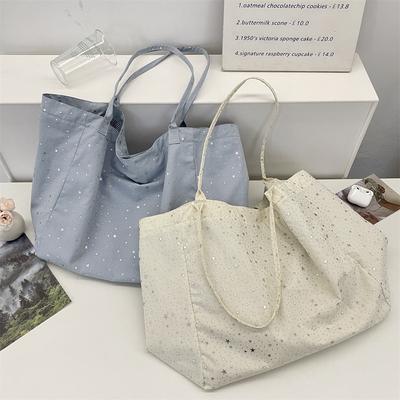 Star Sparkling Canvas Bag New Large Capacity Single Shoulder Simple Versatile Tote Bag Bolsas De Mujer