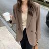 New British Style Black Coat and Blazers for Women Fashion Buttons Loose Clothes